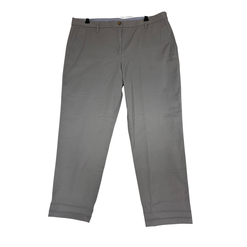 Talbots Relaxed Chino Pants Womens 16 Grey Cotton‎ Stretch Straight Leg Ankle